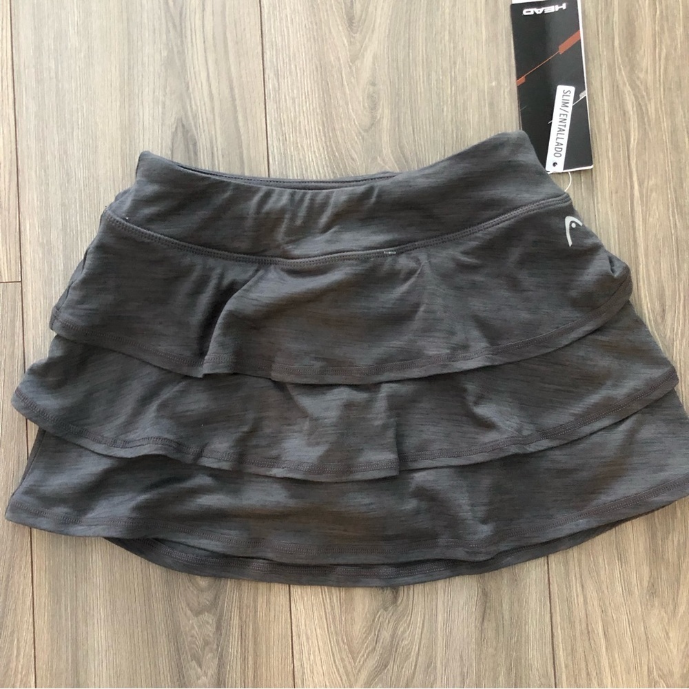 Head Scallop Layered Skort Tennis Pickleball Golf Active Skirt Grey XS
